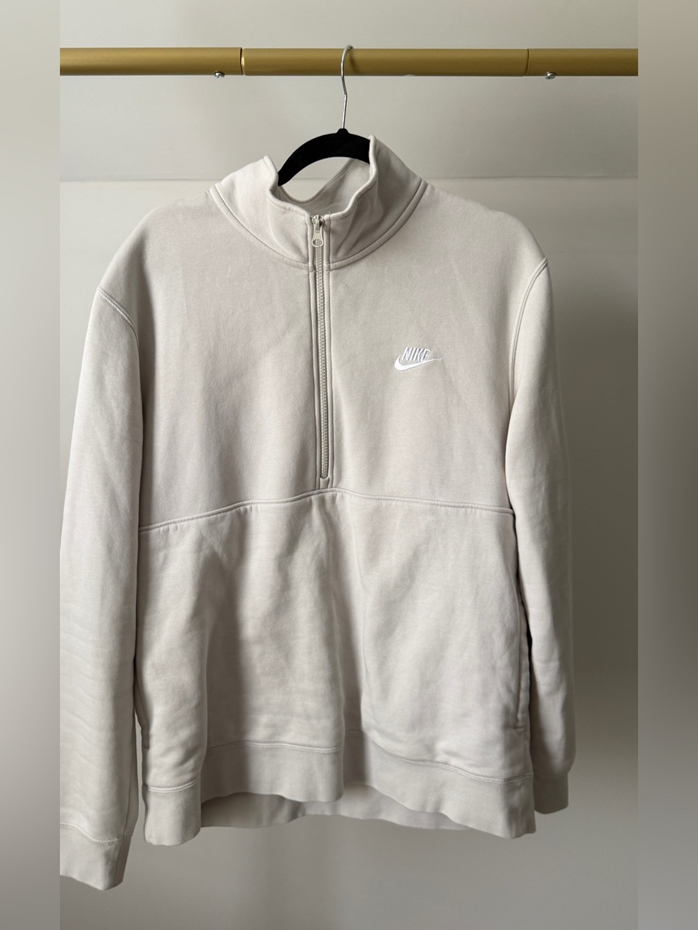 Nike Men's half Zip-Up Pullover in Light Beige Sz L